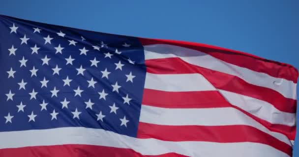 Bandera Nacional Estados Unidos Ondeando Viento — Vídeos de Stock