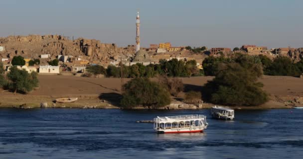 Туристические Лодки Реке Нил Асуан Египет — стоковое видео