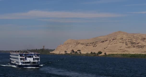 Statki Wycieczkowe Nilu Między Luksorem Asuanem Egipt Górny — Wideo stockowe