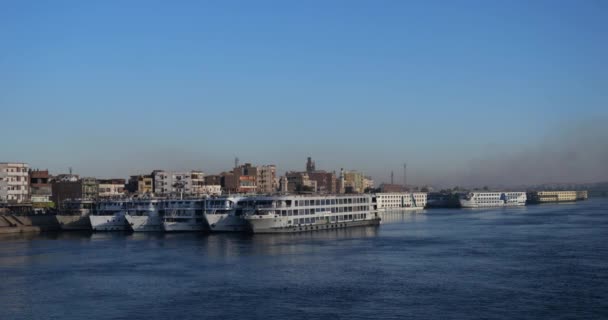 Kreuzfahrtschiffe Auf Dem Nil Luxor Ägypten — Stockvideo