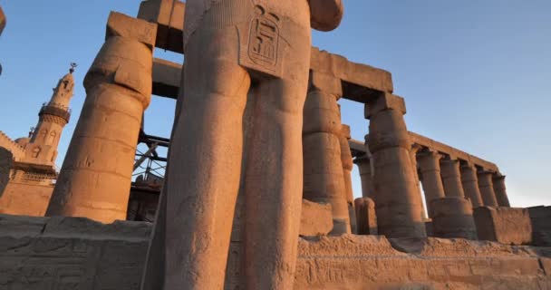 Статуя Фараона Рамдіна Місті Луксор Храм Луксор Єгипет — стокове відео