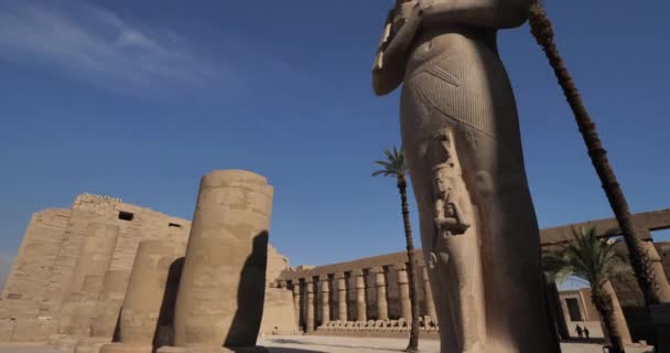 Ramses Ii雕像 埃及卢克索Karnak的神庙废墟 — 图库视频影像