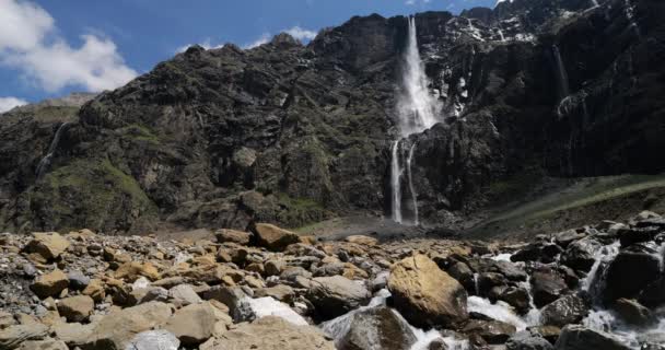 Der Gavarnie Wasserfall Cirque Gavarnie Hautes Pyrenees Frankreich — Stockvideo