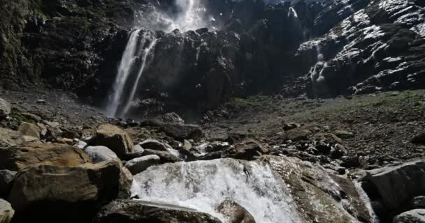 Der Gavarnie Wasserfall Cirque Gavarnie Hautes Pyrenees Frankreich — Stockvideo