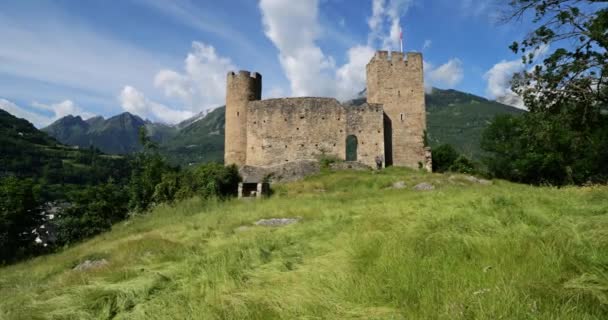 Die Mittelalterliche Burg Sainte Marie Luz Saint Sauveur Hautes Pyrenees — Stockvideo