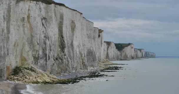 Cliffs Ault Παράκτια Διάβρωση Διαμέρισμα Somme Γαλλία — Αρχείο Βίντεο