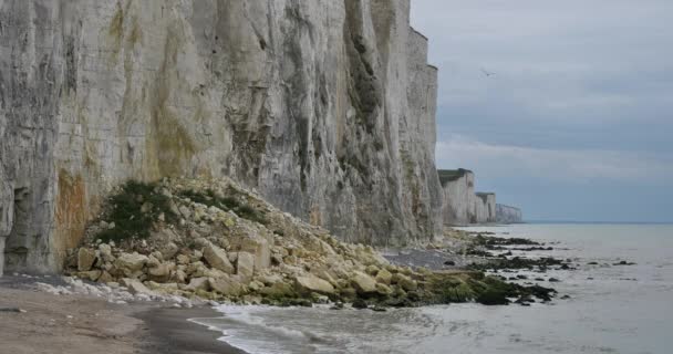 Cliffs Ault Coastal Erosion Somme Department França — Vídeo de Stock