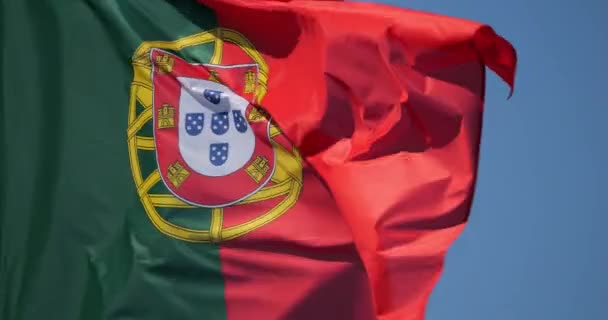 Bandera Portugal Viento — Vídeos de Stock