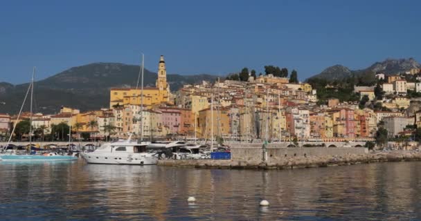 Menton Die Altstadt Und Der Hafen Die Französische Riviera Frankreich — Stockvideo