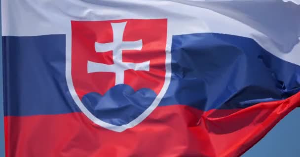 Bandera Nacional Eslovaquia Viento — Vídeo de stock