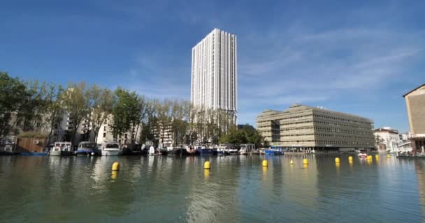 Bassin Villette Paris Fransa — Stok video