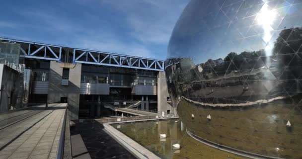 Géode Ville Des Sciences Industrie Dans Parc Villette Paris France — Video