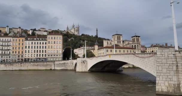 Floden Saone Lyon Rhône Frankrike — Stockvideo