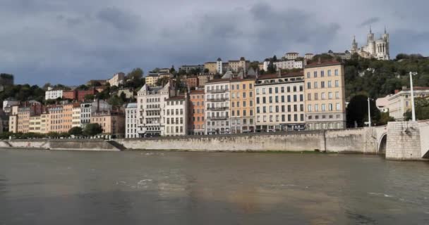 Saone Nehri Lyon Rhone Bölümü Fransa — Stok video