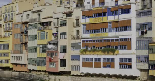 Girona Longo Rio Onyar Catalunha Espanha — Vídeo de Stock