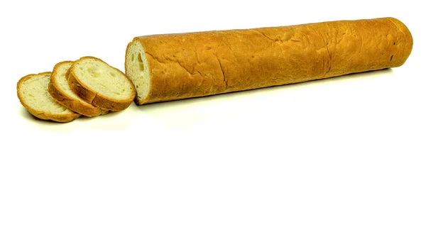 Longue Baguette Aux Tranches Est Destinée Fabrication Sandwichs Isolés Sur — Photo
