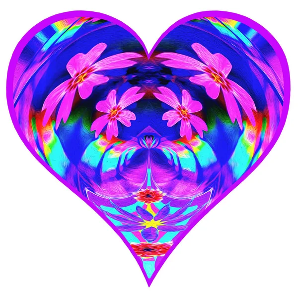 Símbolo Forma Coração Para Dia Amor Torcido Pétalas Flores Figuras — Fotografia de Stock