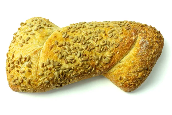 Ciabatta Brood Tarwemeel Product Met Zonnebloemzaad Topping Geïsoleerd Witte Achtergrond — Stockfoto