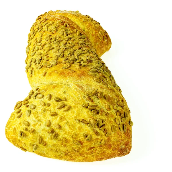 Ciabatta Хлеб Пшеничной Муки Начинкой Подсолнечника Изолированный Белом Фоне Вид — стоковое фото