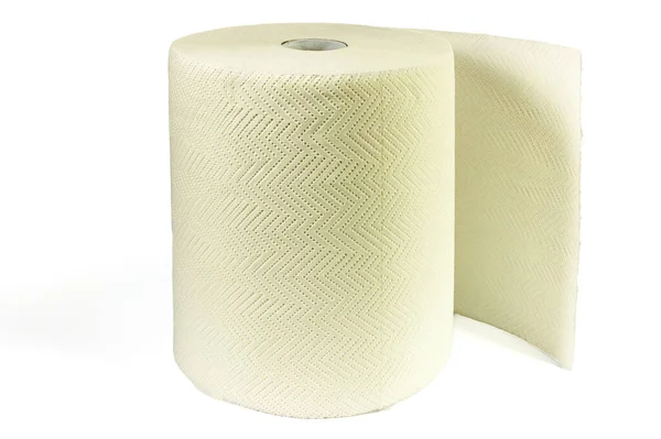 stock image Paper towel roll isolated on white background, side view