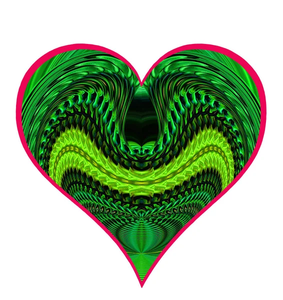 Hart Vormig Symbool Voor Liefde Dag Groene Kleur Gedraaid Uit — Stockfoto