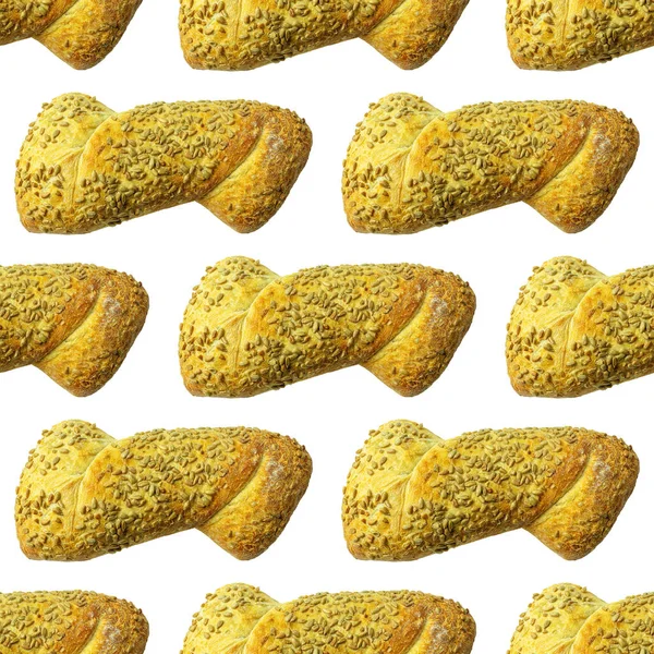 Ciabatta Brot Weizenmehl Produkt Mit Sonnenblume Isoliert Auf Weißem Hintergrund — Stockfoto