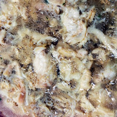 Tavuklu jöle parçası ve maydanoz üst görünümü doku arka planı olarak