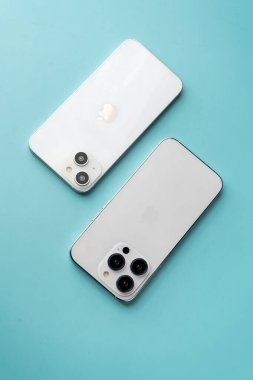 West Bangal, India - January 10, 2022 : Apple iphone 14 series in frame with colorful background.