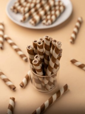 Çikolatalı gofret. Yaşam tarzı fotoğrafçılık..