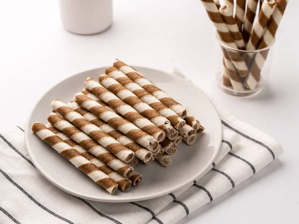 Wafer rolls with chocolate Lifestyle photography.
