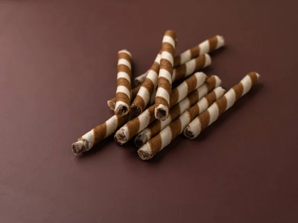 Rollos Oblea Con Chocolate Estilo Vida Fotografía — Foto de Stock