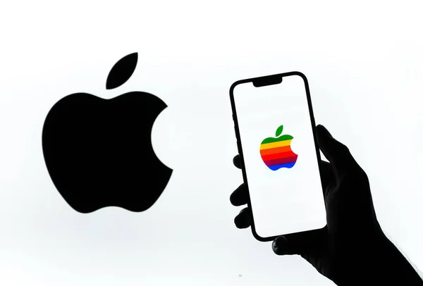 West Bangal Indie Kwietnia 2022 Apple Logo Ekranie Telefonu Obraz — Zdjęcie stockowe