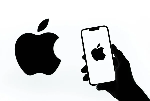 Batı Bangal Hindistan Nisan 2022 Telefon Ekranında Apple Logosu Telifsiz Stok Imajlar