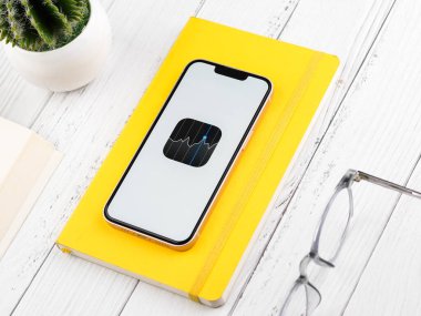 Batı Bangal, Hindistan - 20 Şubat 2023: Telefon ekranında Apple hisse uygulaması.