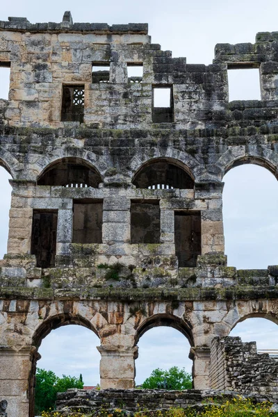 stock image Sectional view of the stonework detail of the Pula Arena in Croatia