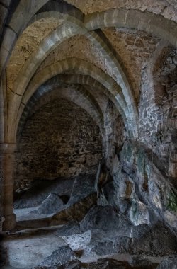 Chillon Şatosu zindanında lanetli bir atmosfer.