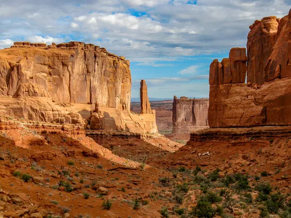 Beautiful Red Rock Walls Columns Arches National Park Utah — Stock Photo, Image