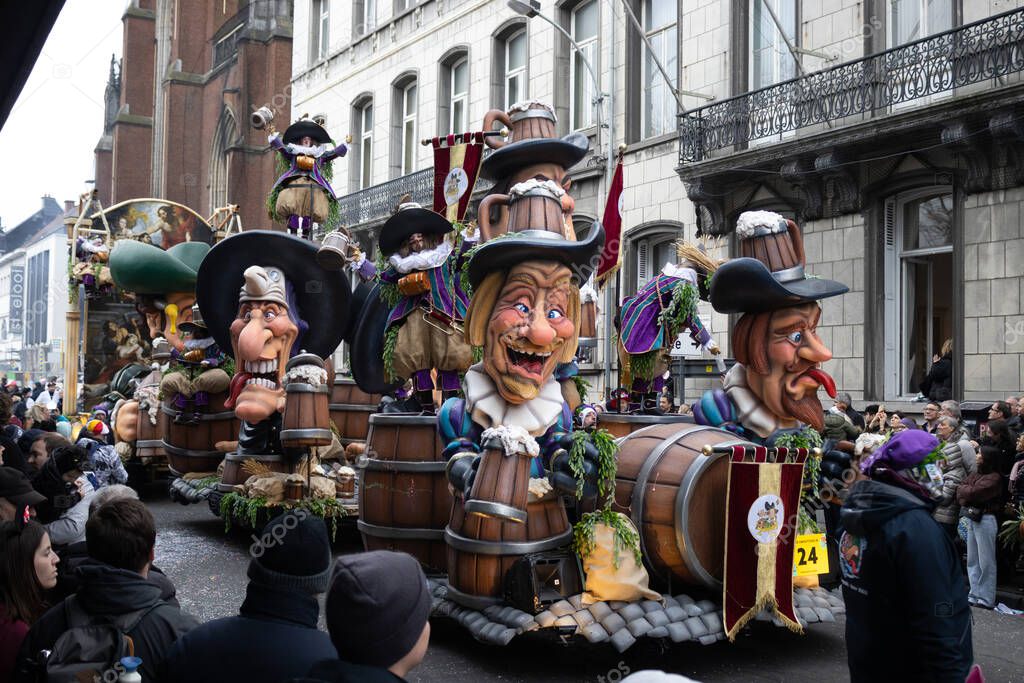 AALST, BELGIUM, 19 FEBRUARY 2023 Humourous Carnival floats in Aalst's
