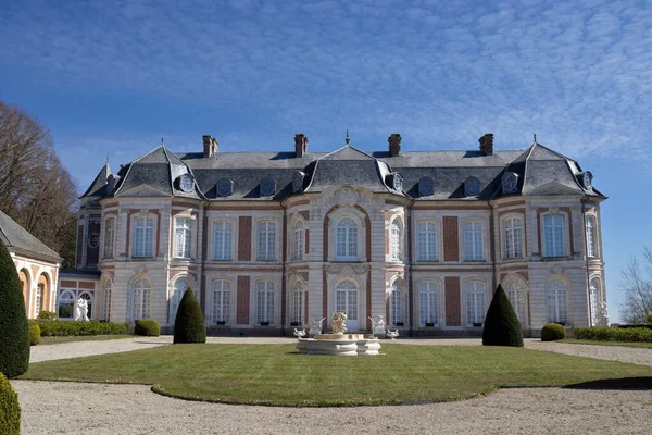 Abbeville Frankrike April 2023 Exteriör Utsikt Chateau Long Long Nära — Stockfoto