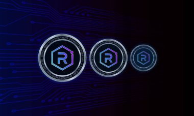 raydium-ray virtual currency image in the digital background. 3d illustrations.