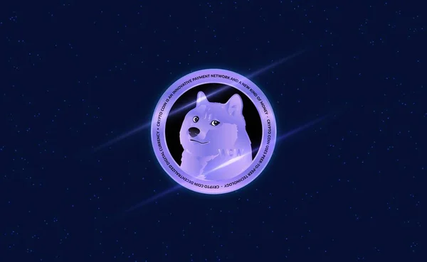 Dogecoin Dog Imagen Moneda Virtual Ilustraciones — Foto de Stock