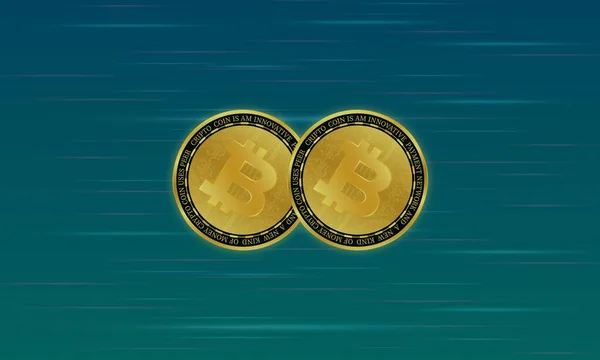 Bilder Des Bitcoin Btc Logos Auf Einem Digitalen Hintergrund Abbildungen — Stockfoto