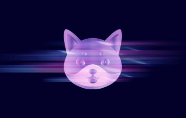 Dijital arka planda floki para sanal para birimi görüntüsü. 3d illüstrasyon.