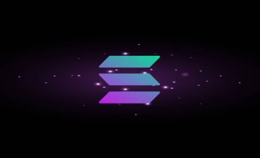Dijital arkaplanda solana-sol sanal para birimi resmi. 3d illüstrasyon