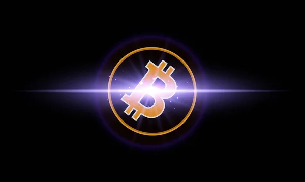 Изображения Логотипа Bitcoin Btc Цифровом Фоне — стоковое фото