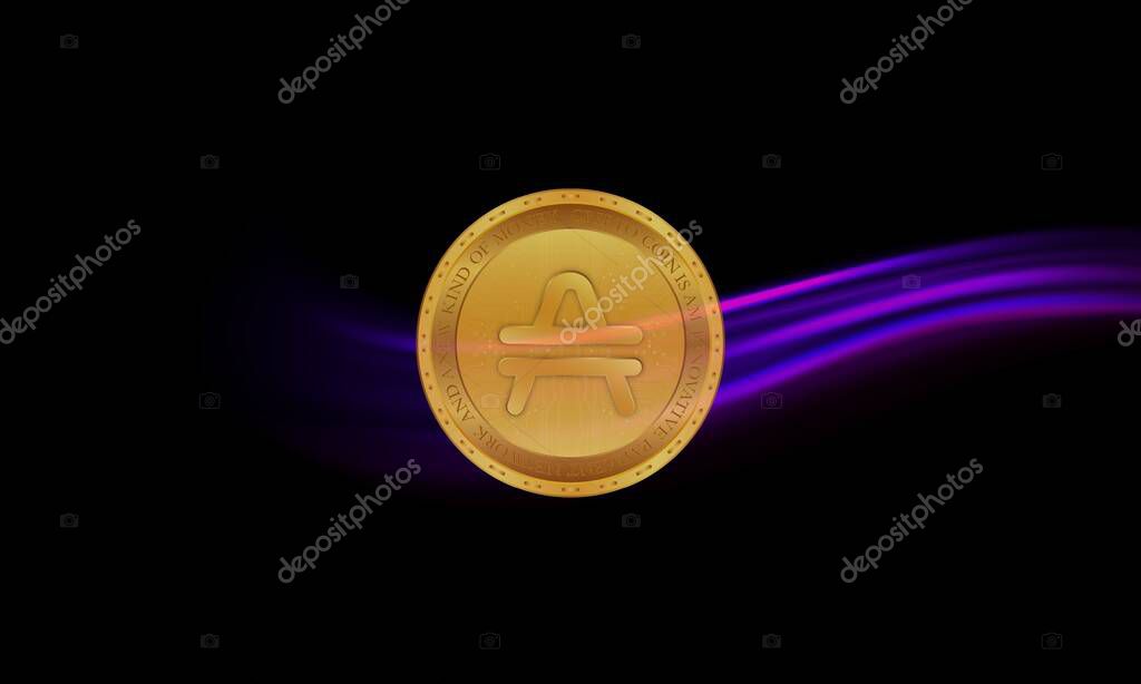 Amp virtual currency image. 3d illustrations.