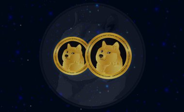 doge coin sanal para birimi görüntüleri. 3d illüstrasyon.