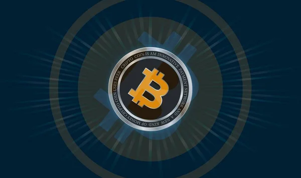 Képek Bitcoin Btc Logóról Digitális Háttérrel Illusztrációk — Stock Fotó