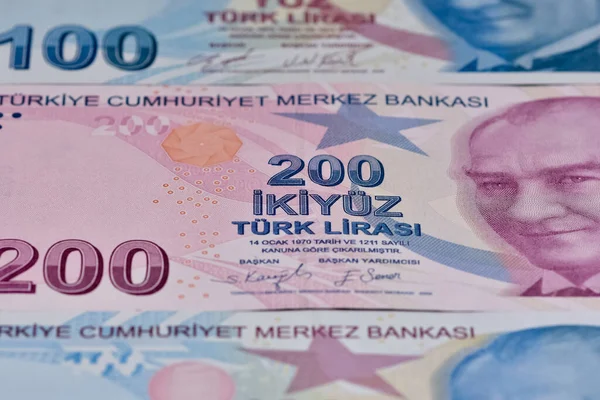 Afbeeldingen Van Verschillende Landenbankbiljetten Turkse Lira Foto — Stockfoto