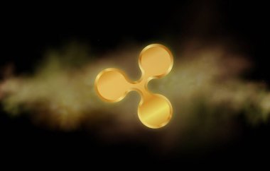   Dalgalanma-Xrp sanal para birimi logosu. 3d illüstrasyon.